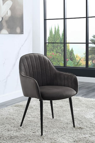 Caspian Dark Gray Fabric & Black Finish Side Chair Model 74011 By ACME Furniture
