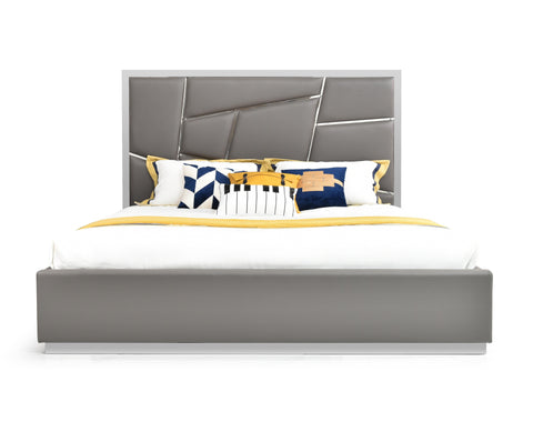 Modrest Chrysler Modern Grey Bonded Leather Bed Model VGVCBD8978-GRY