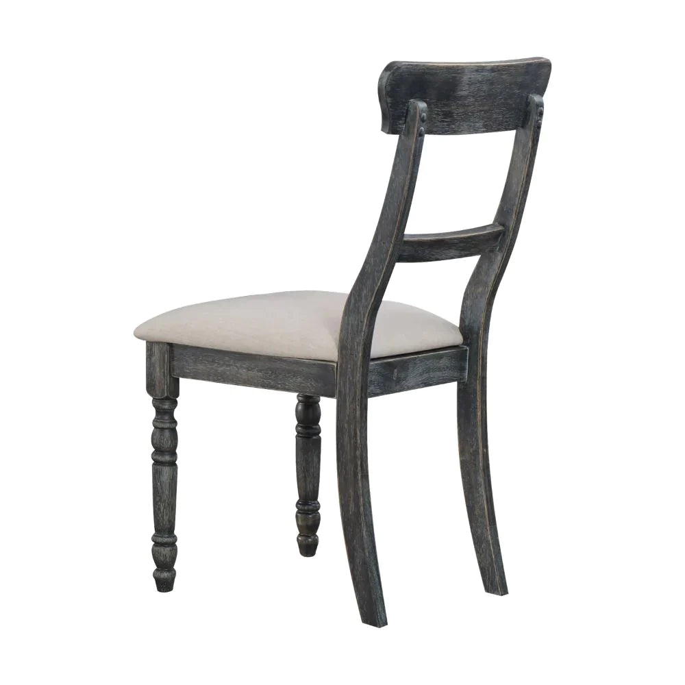 Leventis Light Brown Linen & Weathered Gray Side Chair Model 74642 By ACME Furniture