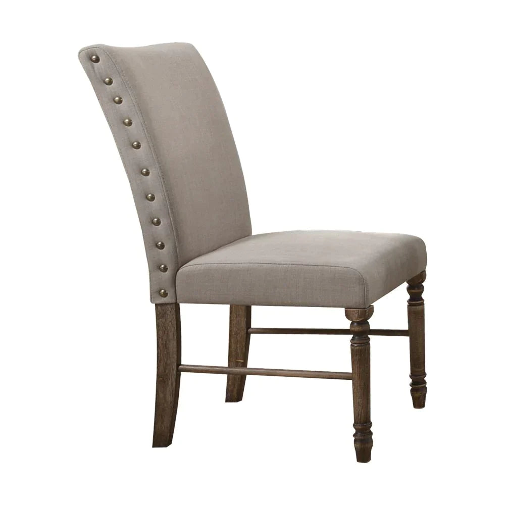 Leventis Cream Linen & Weathered Oak Side Chair Model 74657 By ACME Furniture