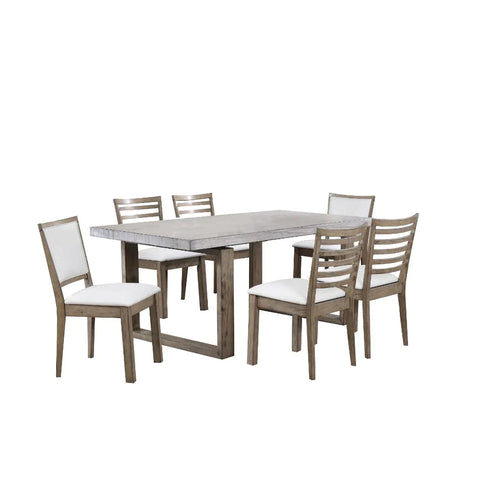 Paulina White PU & Rustic Oak Side Chair Model 74674 By ACME Furniture