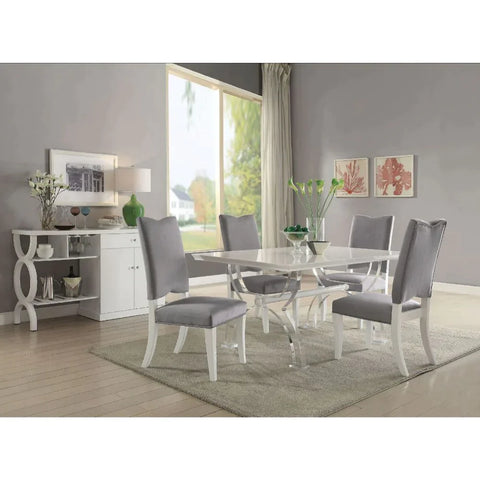 Martinus Gray Fabric & White Side Chair Model 74722 By ACME Furniture