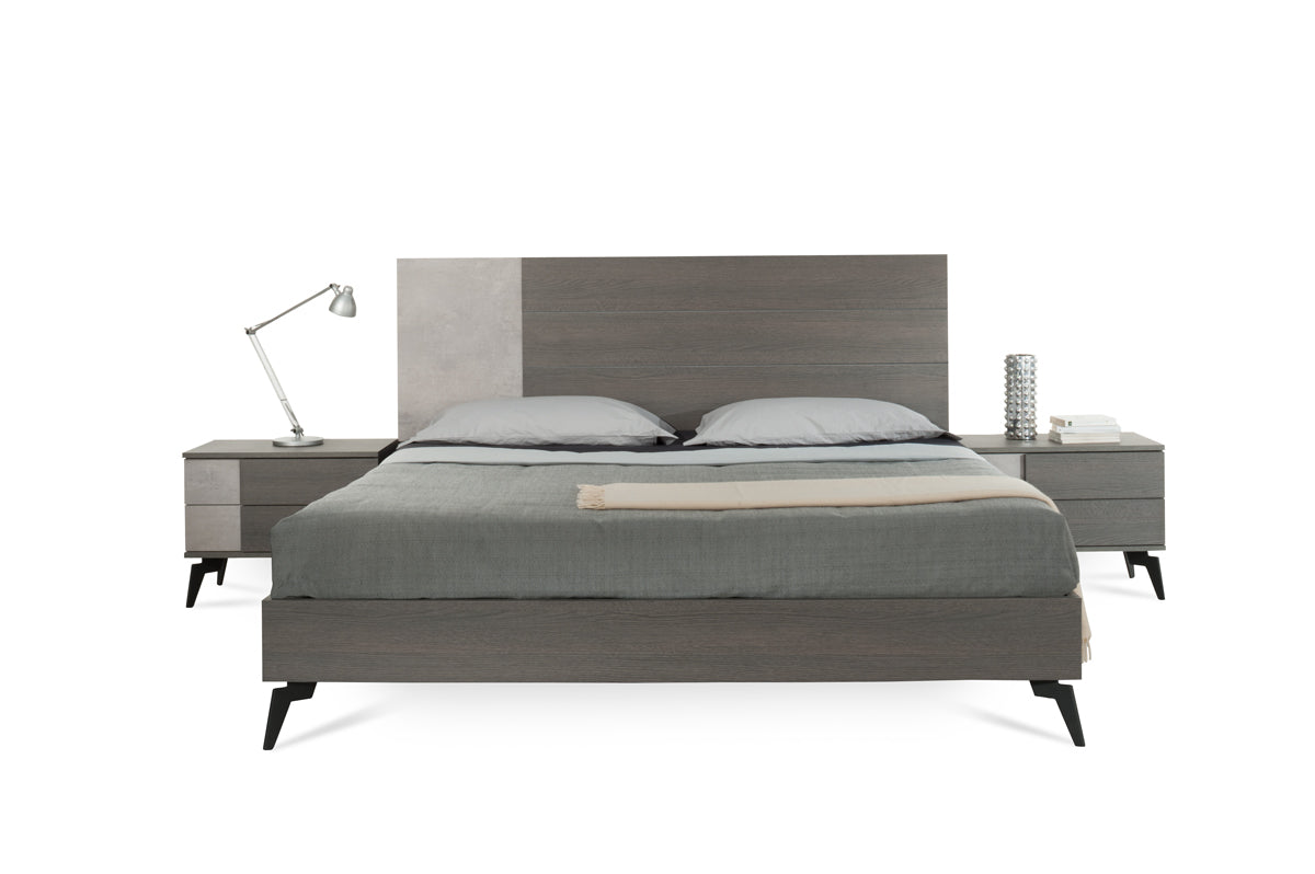 Queen Nova Domus Palermo Italian Modern Faux Concrete & Grey Bed Model VGACPALERMO-BED-Q