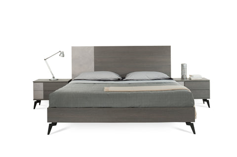 Queen Nova Domus Palermo Italian Modern Faux Concrete & Grey Bed Model VGACPALERMO-BED-Q