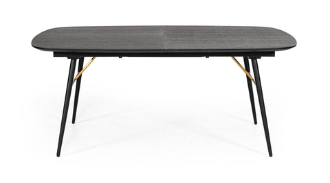 Modrest Billy Modern Black Oak & Gold Extendable Dining Table Model VGDWJ3498