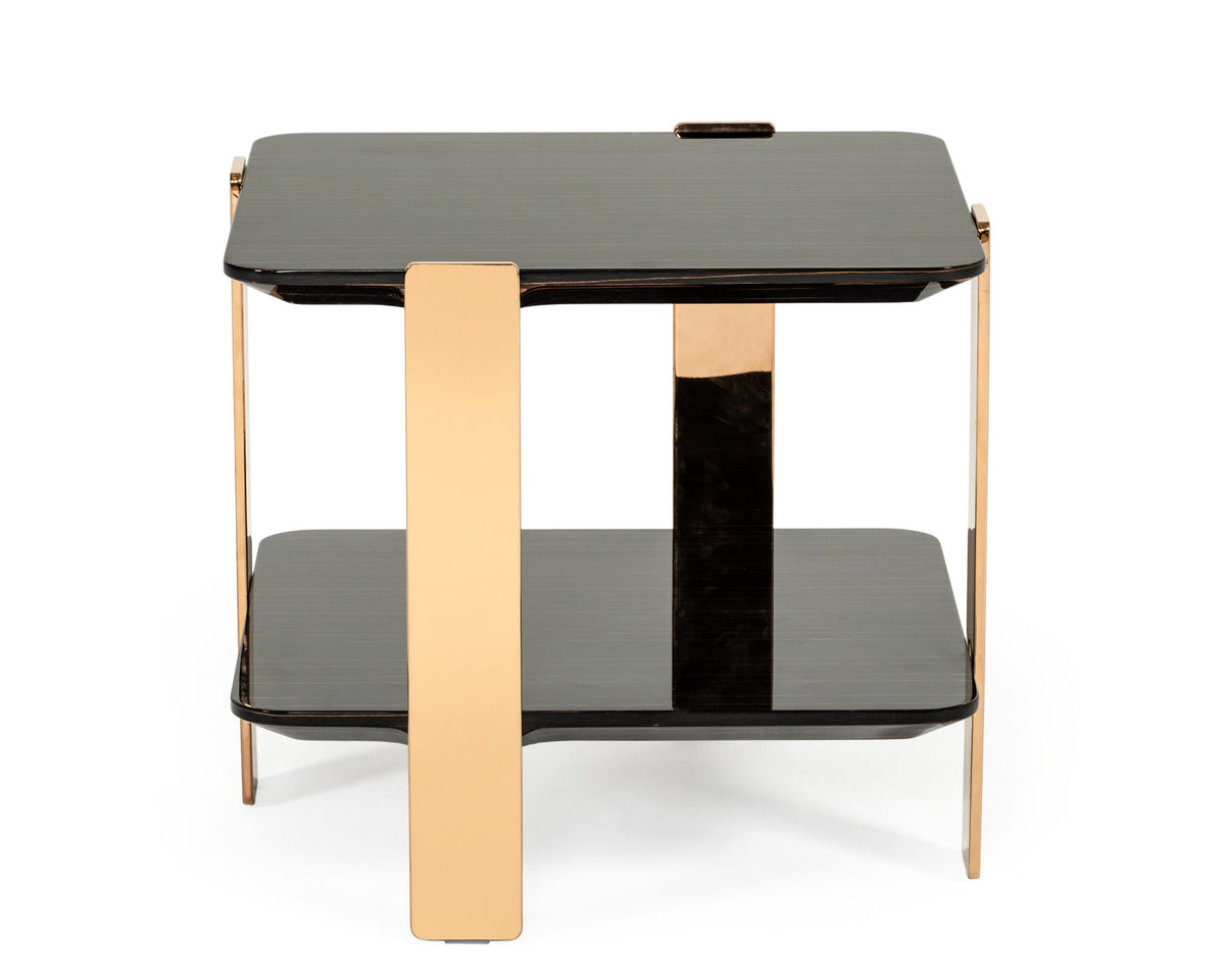 Modrest Leroy Modern Ebony & Rosegold End Table Model VGHB280B-EBN