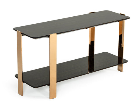 Modrest Leroy Modern Ebony Rosegold Console Table