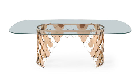 Modrest Javier Modern Glass & Rosegold Dining Table Model VGVCT088L