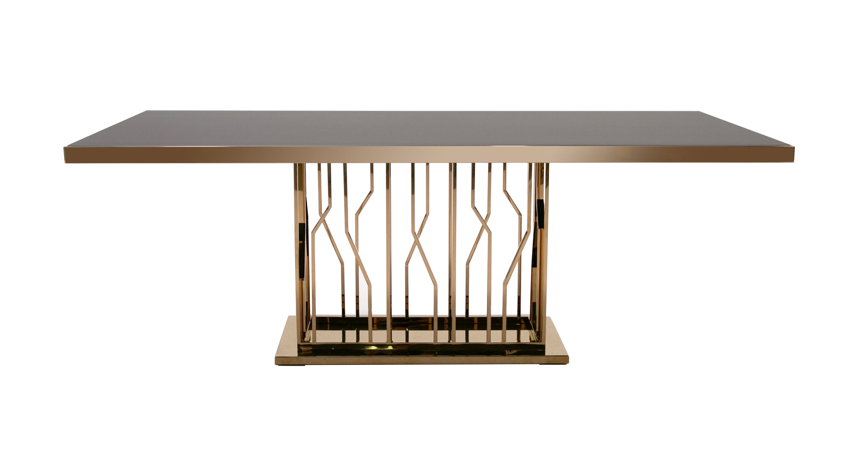 Modrest Marston Modern Black Glass & Rosegold Dining Table Model VGVCT8919-G