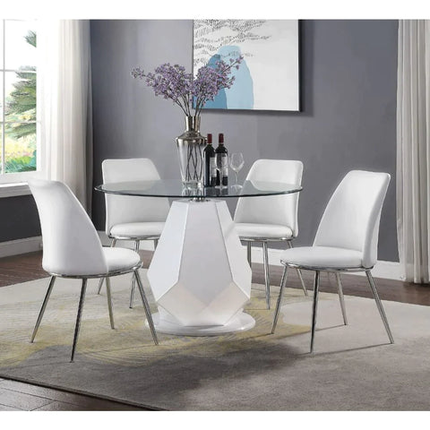 Weizor White PU & Chrome Side Chair Model 77152 By ACME Furniture