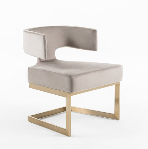 Modrest Calvo Modern Off White Velvet & Brass Dining Chair By VIG Furniture