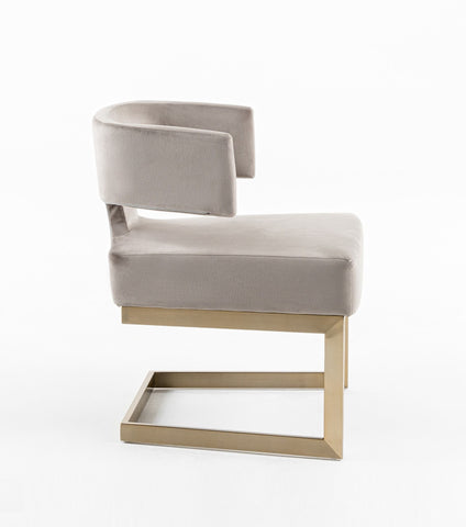 Modrest Calvo Modern Off White Velvet & Brass Dining Chair By VIG Furniture