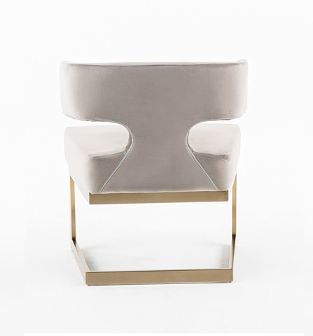 Modrest Calvo Modern Off White Velvet & Brass Dining Chair By VIG Furniture