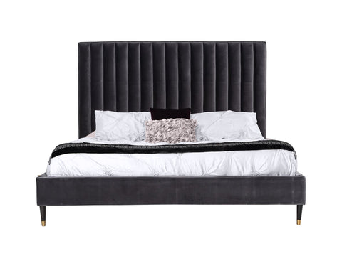 Modrest Hemlock Modern Dark Grey Velvet Bed Model VGKKB606-GRY