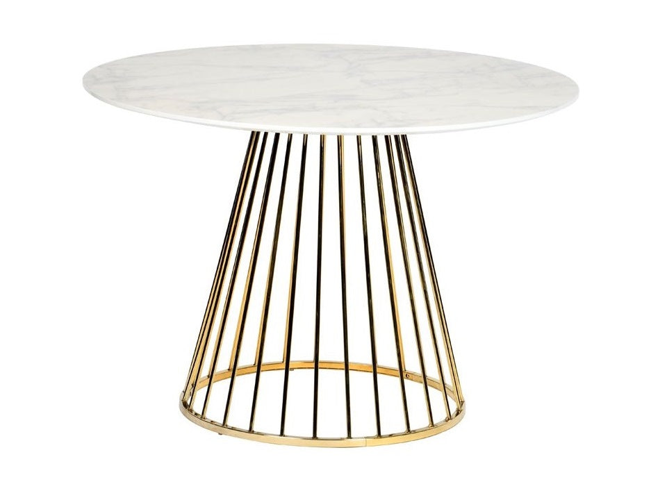Modrest Holly Modern White & Gold Round Dining Table Model VGFH-FDT7012-WHT