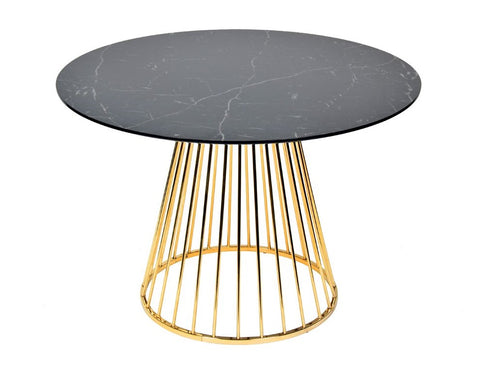 Modrest Holly Modern Black & Gold Round Dining Table Model VGFH-FDT7012-BLK