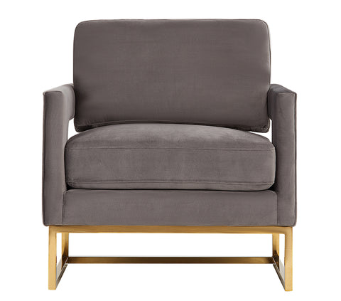 Modrest Edna Modern Grey Velvet & Gold Accent Chair Model VGRH-RHS-AC-201-GRY