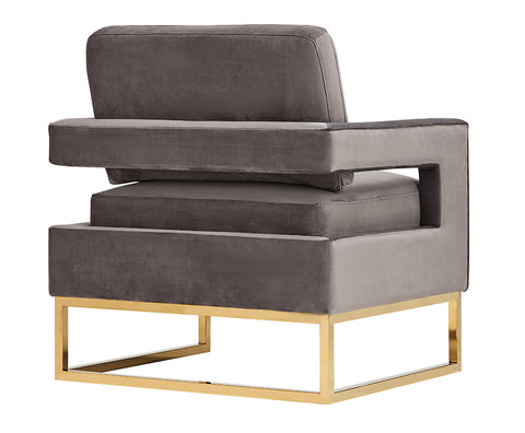 Modrest Edna Modern Grey Velvet & Gold Accent Chair Model VGRH-RHS-AC-201-GRY