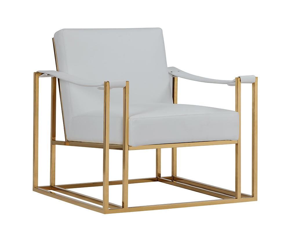 Modrest Larson Modern White Leatherette & Gold Accent Chair By VIG Furniture