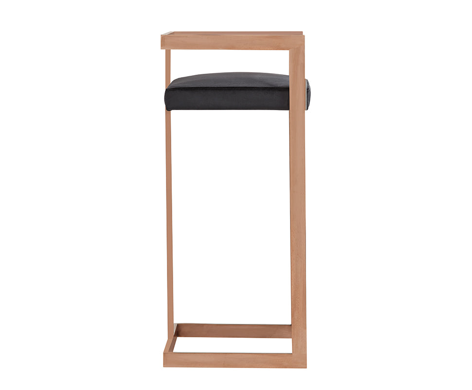 Modrest Halifax Modern Black Velvet & Rosegold Bar Stool Model VGRH-RHS-DC-212-BLK