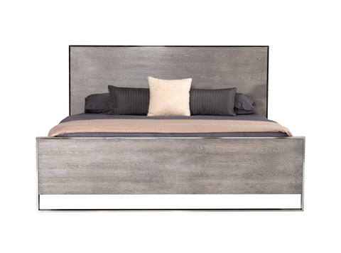 Modrest Charlene Modern Grey Elm & Stainless Steel Bed Model VGVCBD008A-LOW-GRY