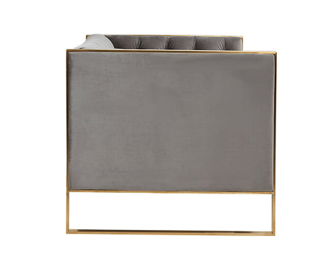 Divani Casa Carlos Modern Grey Velvet & Gold Sofa Model VGRH-SF-311-T-GRY