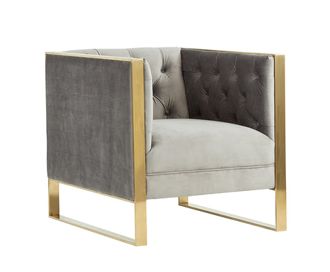 Divani Casa Carlos Modern Grey Velvet & Gold Accent Chair By VIG Furniture