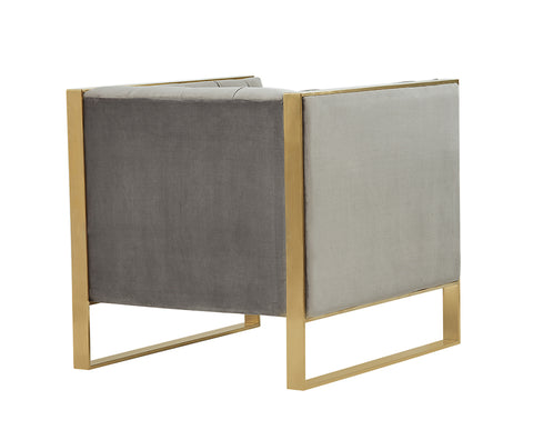 Divani Casa Carlos Modern Grey Velvet & Gold Accent Chair By VIG Furniture