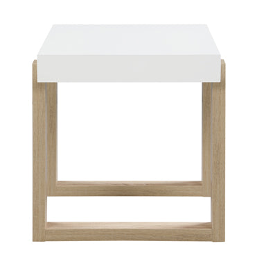 Coaster Pala Rectangular End Table with Sled Base White High Gloss and Natural Model 753397