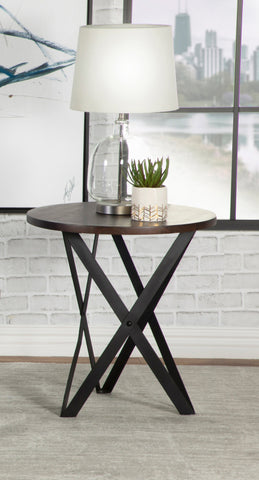 Coaster Zack Round End Table Smokey Grey and Black Model 753497
