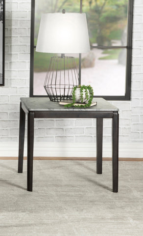 Coaster Square End Table Faux Grey Marble and Black Model 753517