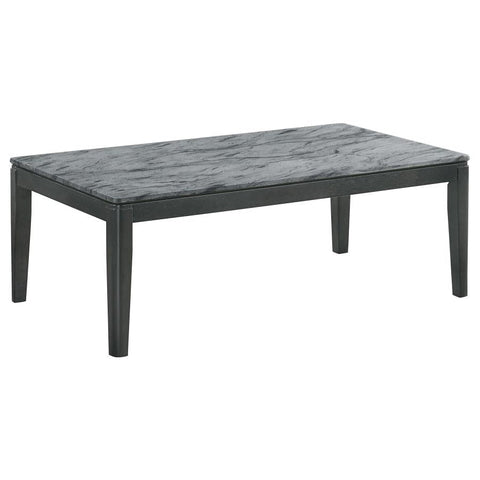 Coaster Rectangular Coffee Table Faux Grey Marble and Black Model 753518