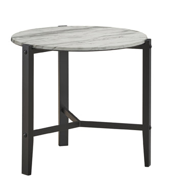 Coaster Tandi Round End Table Faux White Marble and Black Model 753537
