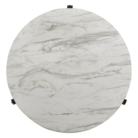 Coaster Tandi Round Coffee Table Faux White Marble and Black Model 753538