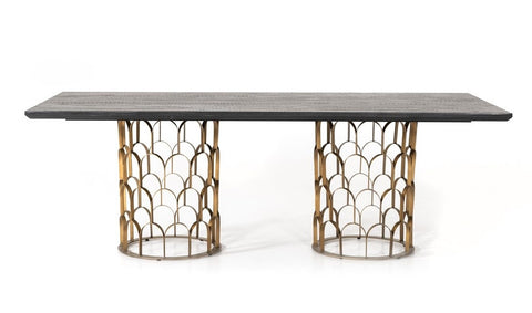Modrest Natalie Modern Black Acacia & Antique Brass Dining Table Model VGLBGATS-DT220-03