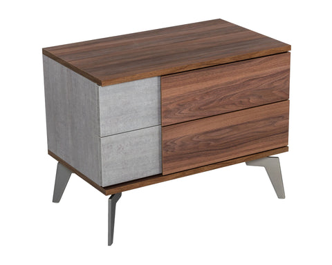 Nova Domus Palermo Modern Italian Faux Concrete & Walnut Nightstand Model VGACPALERMO-WAL-NS