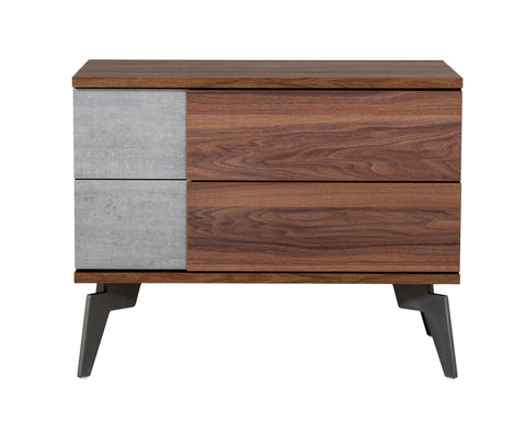 Nova Domus Palermo Modern Italian Faux Concrete & Walnut Nightstand Model VGACPALERMO-WAL-NS
