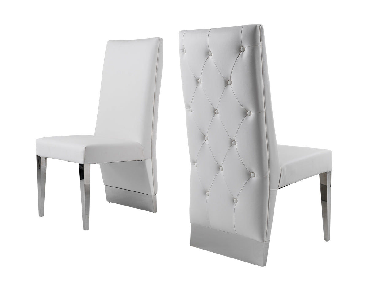 Modrest Kilson Modern White Leatherette & Stainless Steel Dining Chair (Set of 2) By VIG Furniture