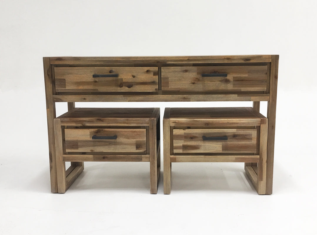 Modrest Mandy Modern Nutmeg Acacia Console & End Table Set Model VGWHMANDY-NUT
