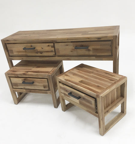 Modrest Mandy Modern Nutmeg Acacia Console & End Table Set Model VGWHMANDY-NUT