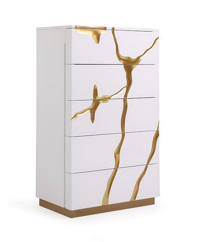 Modrest Aspen Modern White & Gold Chest Model VGVCJ1801-5H-WHT
