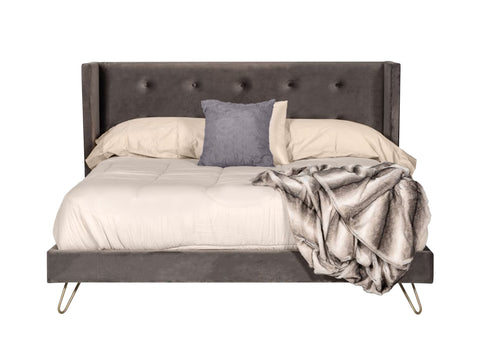 Nova Domus Bryan Modern Grey Velvet & Gold Bed Model VGMABR-82