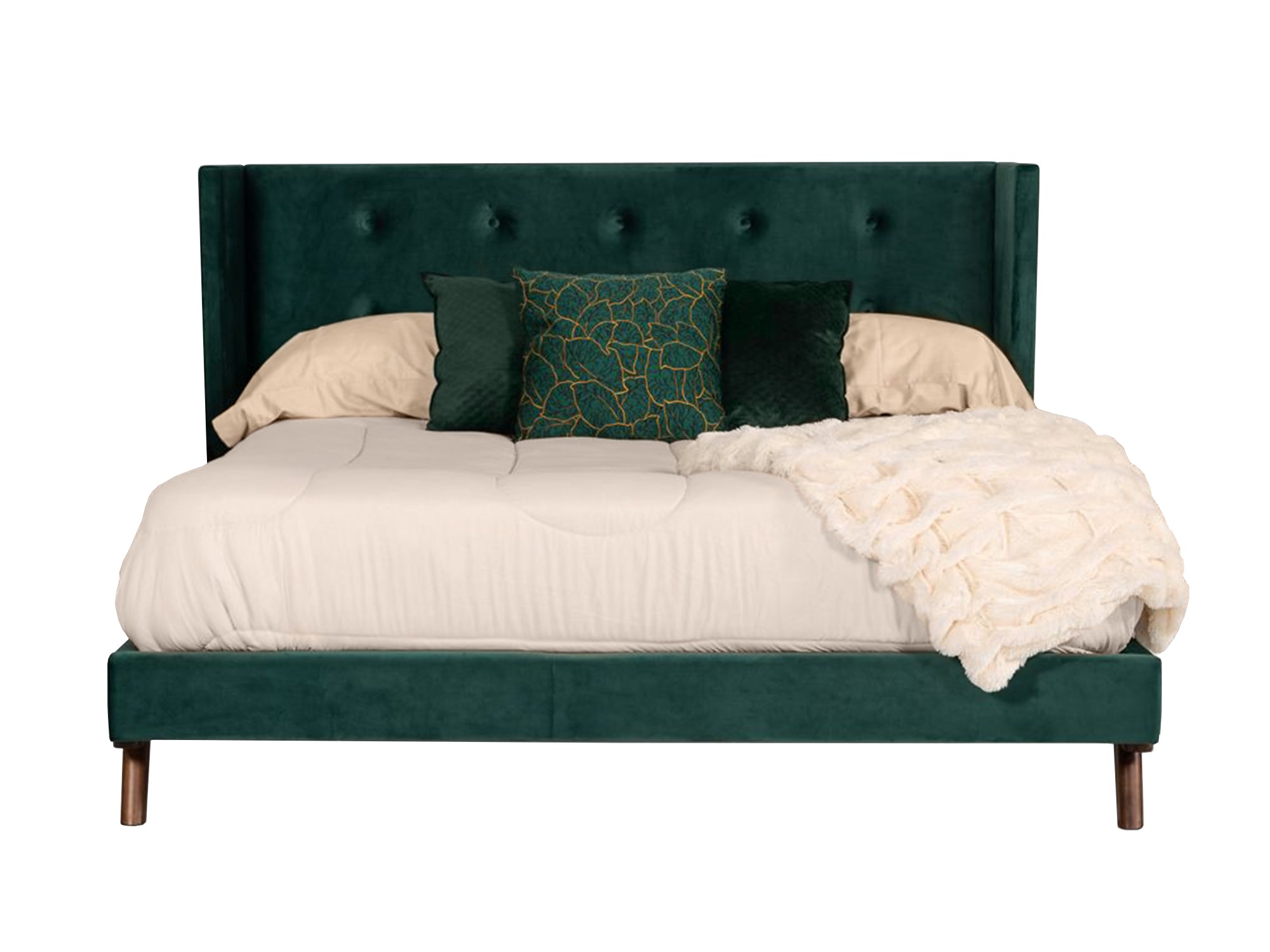 Nova Domus Durango Modern Green Fabric & Walnut Bed Model VGMABR-83