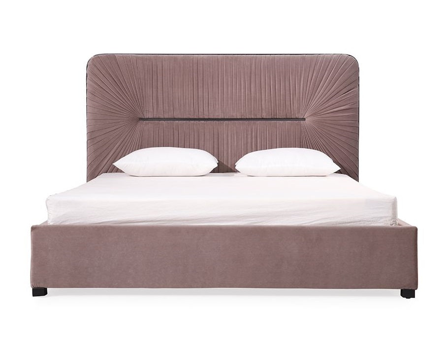 Modrest Duke Modern Grey Velvet & Black Gun Chrome Bed Model VGVCBD1903-GRY