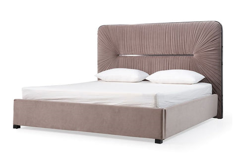 Modrest Duke Modern Grey Velvet & Black Gun Chrome Bed Model VGVCBD1903-GRY