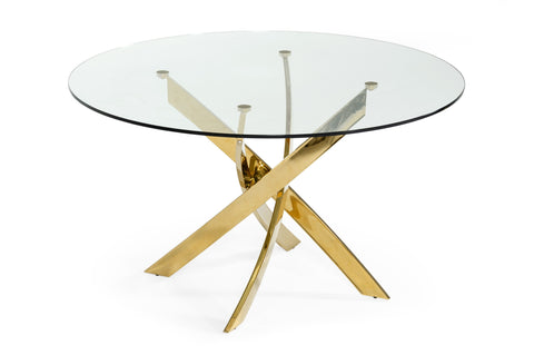 Modrest Pyrite Modern Round Glass Dining Table Model VGEWF2133AG