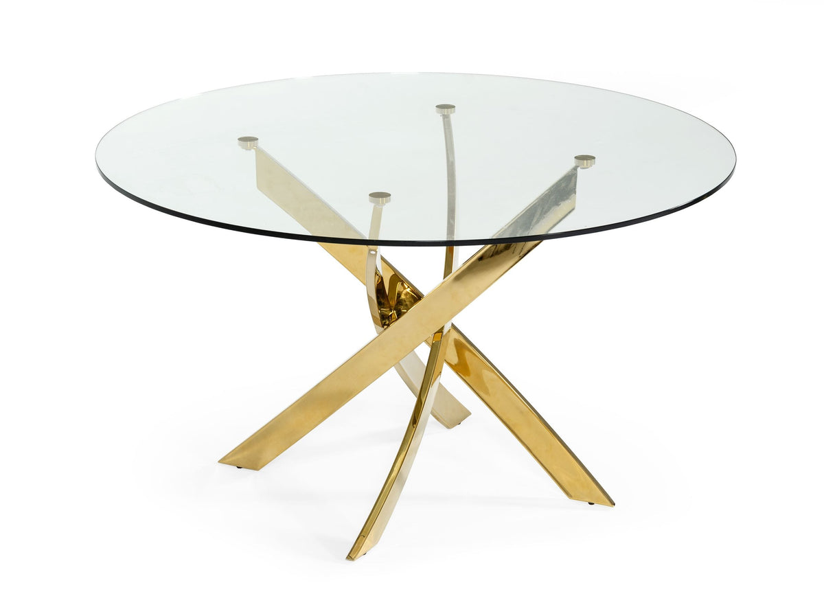 Modrest Pyrite Modern Round Glass Dining Table Model VGEWF2133AG