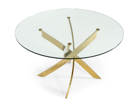 Modrest Pyrite Modern Round Glass Dining Table Model VGEWF2133AG