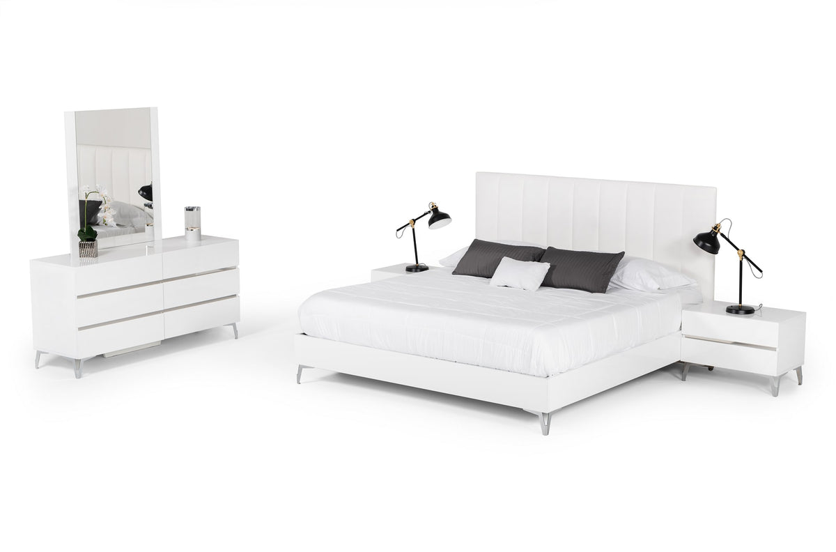 Nova Domus Angela Italian Modern White Eco Leather Bed  Model VGACANGELA-BED