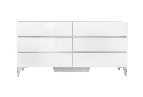 Nova Domus Angela Italian Modern White Eco Leather 4 Piece Bedroom Set